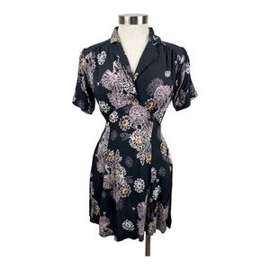 Free People Black Floral Printed‎ Mini Dress Size X-Small